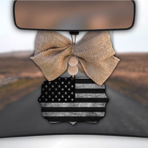 American Flag Car Charm,Black & White Car Charm,Retro American Flag,Car Charm for Rear View Mirror,Car Mirror Charm,Car Decor,Car Accessory