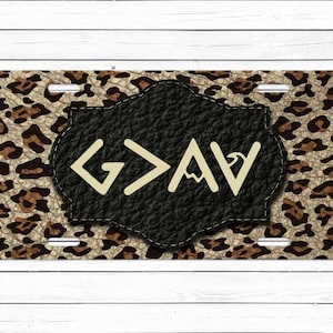 God Is Greater License Plate,leopard print license plate, leopard print plate,leopard,custom license plate,personalized license plate,custom