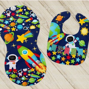 Space bib and burp cloth set, space baby shower gift,boy bib,boy burp cloth,baby set,space gift set,stars,astronaut,rocket,planet