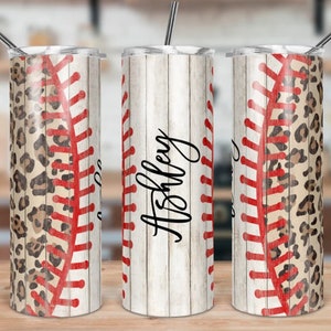 Wooden tumbler,leopard print tumbler,Baseball,White tumbler,skinny tumbler,custom tumbler,gift for her,gift for teen,cute tumbler,Sports