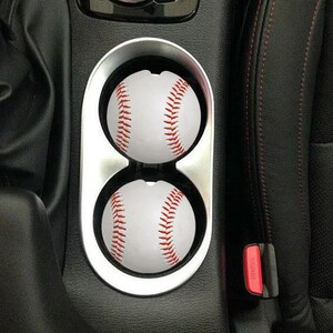 Car Coaster set of 2,Baseball car coaster,Car decor,court,car,cup holder,ball cup holder,softball,white,sports,game,sports,softball coaster