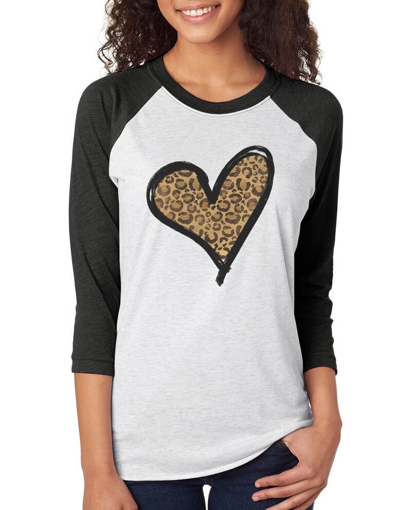 Wild Gobbler Leopard Print 3/4 Sleeve Raglan T-Shirt For Women | Thanksgiving Vintage Graphic Baseball Tee