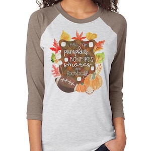 Football Y&#39;all Shirt,Football shirt,Fall Shirt,fall shirt,Pumpkin,Watercolor,football,fall,Y&#39;all,Football y&#39;all,Superbowl,Football Raglan