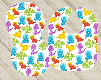 Dinosauriehaklapp och rapsduk, babyshowerpresent