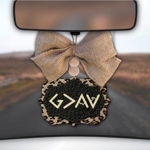 God is groter auto charme, christelijke auto charme, christelijke decor, Leopard decor, achteruitkijkspiegel charme, auto spiegel charme, auto decor, auto accessoire