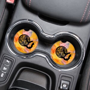 Bat Car Coaster,Halloween Car Coaster,Halloween cup holder,Halloween Car Decor,Halloween Lover,Halloween Gift,Car Decor,Car Coaster set of 2