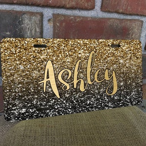 License Plate,gold license plate, glitter license plate,gold,glitter,custom license plate,personalized license plate,custom,personalized