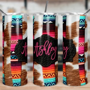 Cowhide tumbler,serape tumbler,navajo tumbler,custom tumbler,custom drinkware,christmas gift,gift for her,skinny tumbler,stocking stuffer