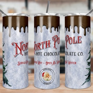 Christmas tumbler,hot chocolate tumbler,cute hot coco tumbler, santas hot coco,north pole tumbler,custom drinkware,hot chocolate lover,gift
