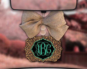 Leopard Monogramm Auto Charme, Rückspiegel Dekor