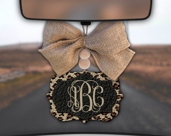 Leopard Monogramm Auto Anhänger, Rückspiegel Accessoire