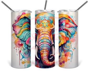 Watercolor Tumbler, Watercolor Elephant, Elephant Gift, Elephant Tumbler, Watercolor, SkinnyTumbler, Tumbler Gift, Elephant Gift, Cute Gift