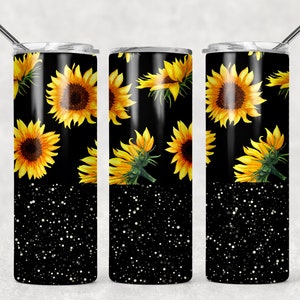 Sonnenblume Becher,Becher mit Sonnenblumen,schwarzer Becher,benutzerdefinierte Trinkgeschirr,Geschenk für sie,süßer Becher,Geschenk für Sonnenblumenliebhaber,Sonnenblumenliebhaber