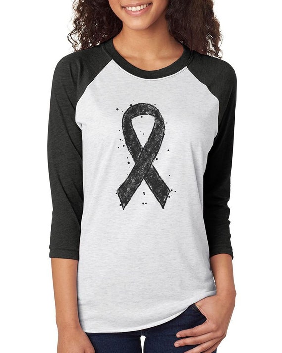 Black Ribbon Awareness Raglan Shirt, Mourning Remembrance - Etsy