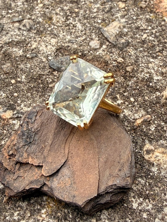 Green Amethyst Prasiolite Ring - image 1