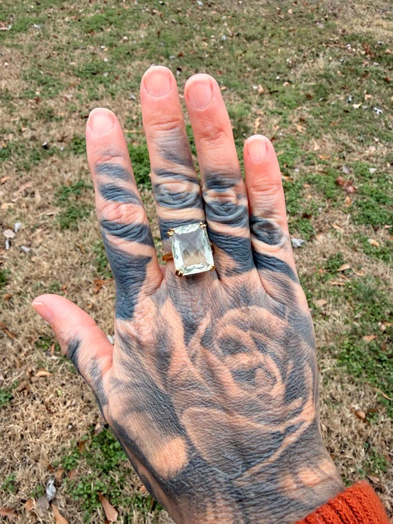 Green Amethyst Prasiolite Ring - image 2