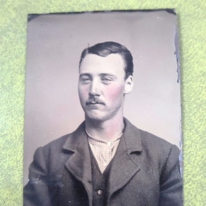 Vintage Antique Tintype Photo Young Best Dressed Handsome Young Man  w/ ROSY CHEEKS
