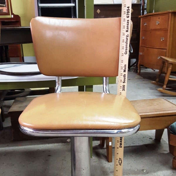 1960s Vintage Chair Back Cafe Counter Swivel Stool-Fixtures MFG. Corp. Kansas City MO