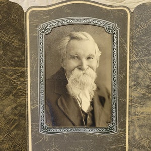 Antique Photograph Portrait Old Picture of Colonel Sanders of KFC or Chris Kringle~Santa Clause Sepia Photograph of White haired Gentleman