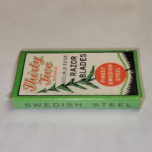 Seltene 1940er Jahre Rasierklingen aus feinstem schwedischen Stahl. 5 Klingen in versiegelter ungeöffneter Box. NYAL Gesellschaft Großhändler USA