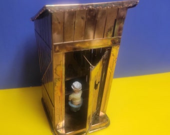 Musical OUTHOUSE Music Box with a WEE Laddie inside.  Door opens and closes to the Tune, "Those Were The Days"