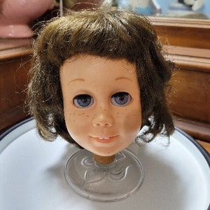 Vintage Brunette Chatty Cathy Blue Eyes - Head Only