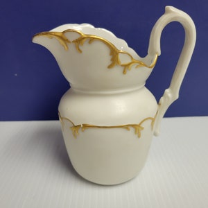 J P Limoges France Hand Painted Small Pitcher, Milk Jug Hand Painted Gold Ornamental Trim/Edging.