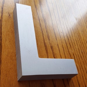 Carta Vintage 'L' Cepillado Aluminio / Metal / Plata / Cromo 6 " decoración de la pared del alfabeto, signo de la letra de la señalización