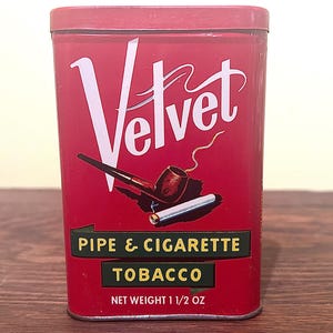 Vintage Velvet Pipe and Cigarette Tobacco Advertising Tin Collectible Excellent Condition #1