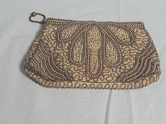 1920-30s Beaded Evening Bag, Tiny Seed Beads, Pea… - image 10