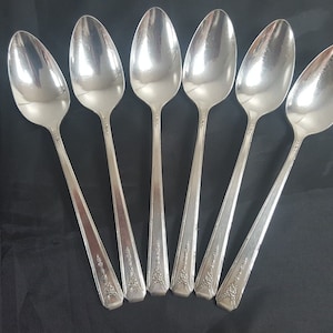 1940 Vintage Milady FÜNF Teelöffel Silberplatte Versilbert Gemeinschaft Besteck (Einer weniger als abgebildet)