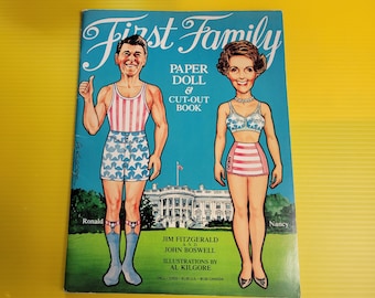 Unused 1982 Paper Doll Book-President Ronald Reagan Nancy Reagan Doll First Family Paper Doll Book, Cut-Outs,Ronald, Nancy, Patti, Ronald Jr