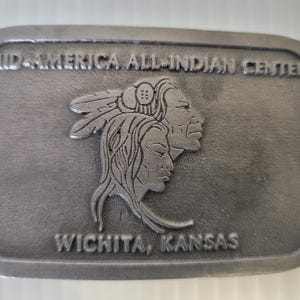 Vintage 1976 Mid-America All-Indian Center Grand Opening Belt Buckle award Wichita KS American Indian Belt Buckle #41
