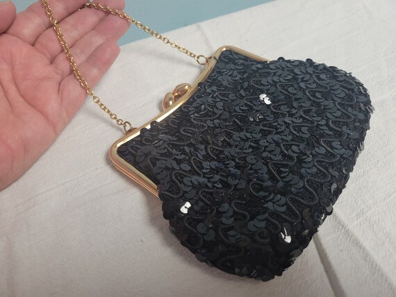 Black Sequin Ladies Formal Clutch Purse - image 2