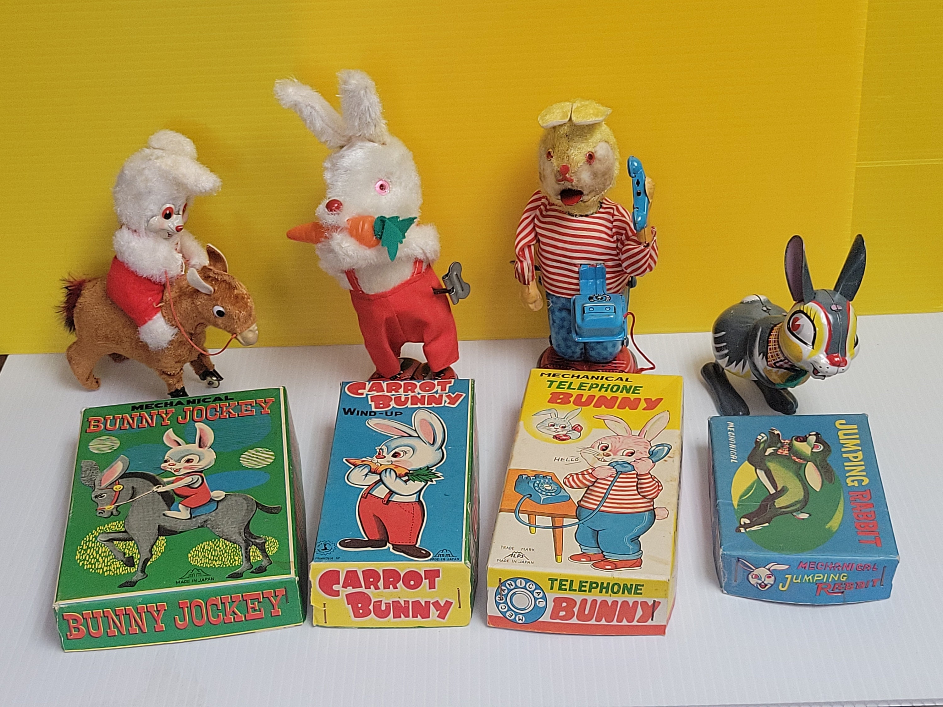 1940s Mechanical Wind up Tin Toys in Original Boxes 1. Bunny 1940s Mechanical Wind up Tin Toys in Original Boxes 1. Bunny