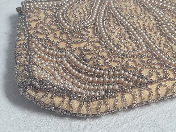 1920-30s Beaded Evening Bag, Tiny Seed Beads, Pea… - image 7