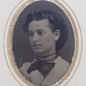 Vintage Antique tiny Tintype Photo Best Dressed PRETTY YOUNG LADY