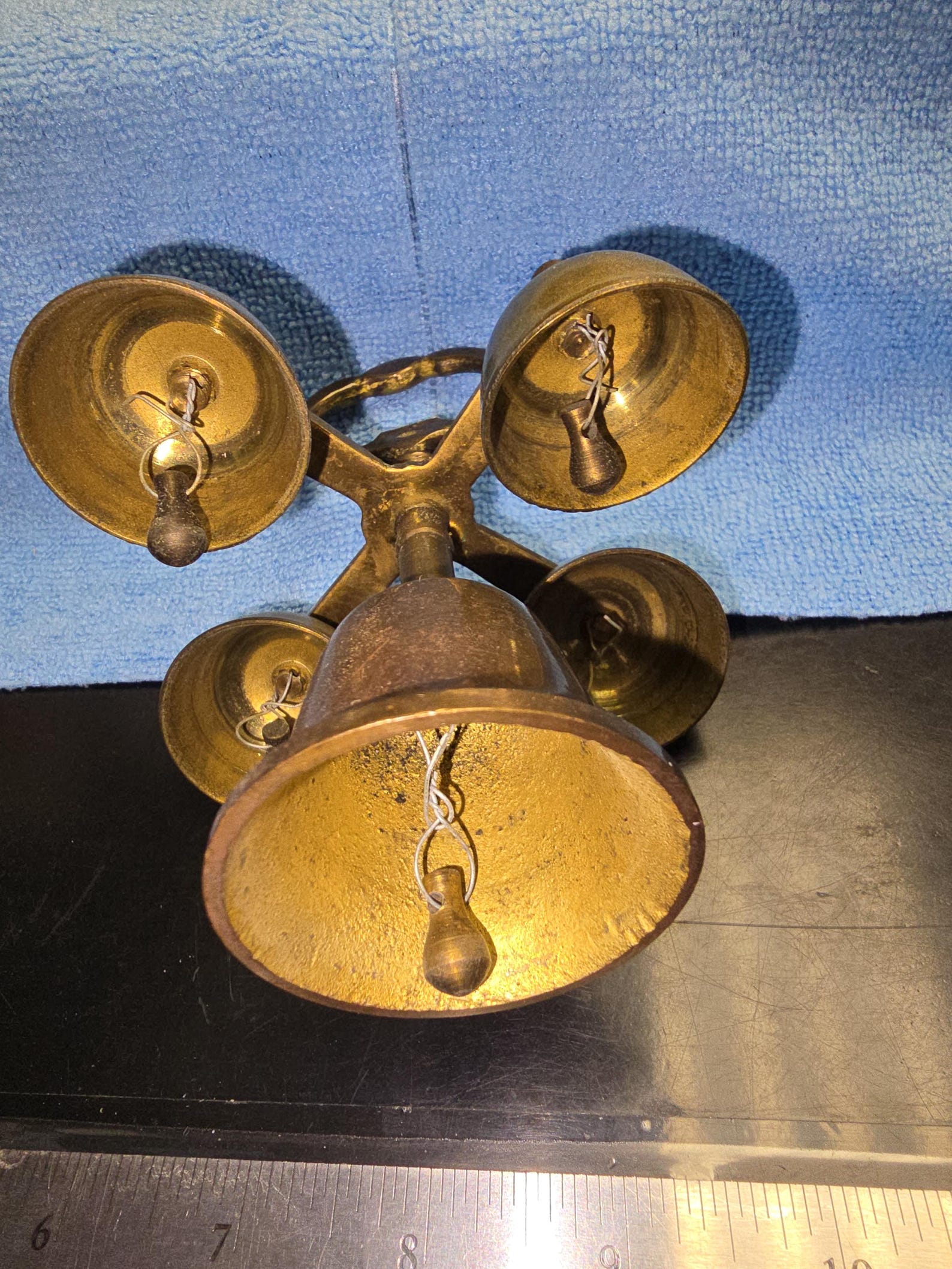5 Ringer Brass Bells on Tower-beautiful Sound-ring in Holidays-part of ...