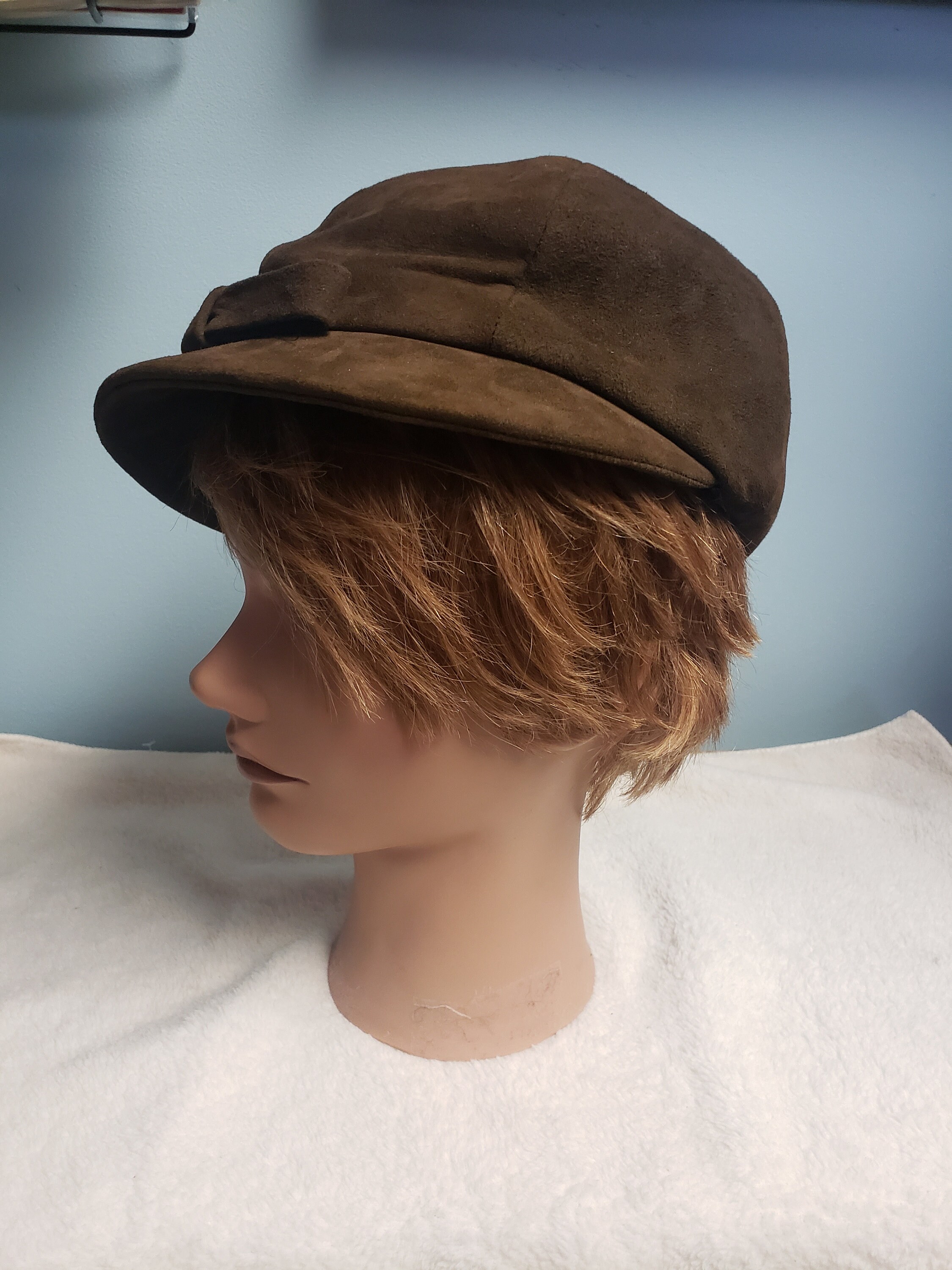Brown Leather Cap Union Made Ladies Women's Suede Leather Etsy
