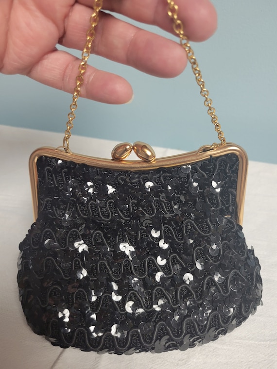 Black Sequin Ladies Formal Clutch Purse - image 6