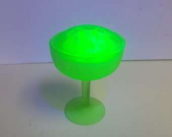 RARE  Art Deco Beautiful Uranium Glass Flower Frog and Uranium Long Stem Vase.