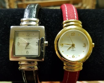 Pair of Vintage Ladies Watch Bangle Bracelets with NEW Batteries