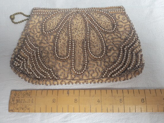 1920-30s Beaded Evening Bag, Tiny Seed Beads, Pea… - image 2