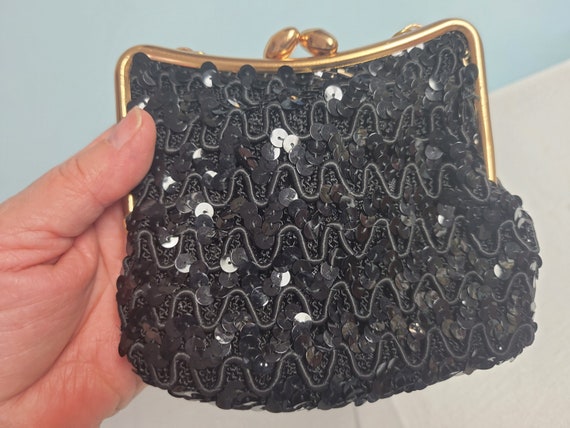 Black Sequin Ladies Formal Clutch Purse - image 4