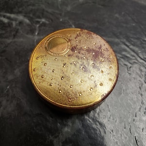 Vintage Brass Rouge Compact - Art Deco Rouge Compact THREE FLOWERS Richard Hudnut, New York - Paris Made in USA Mirror 1930s  -S