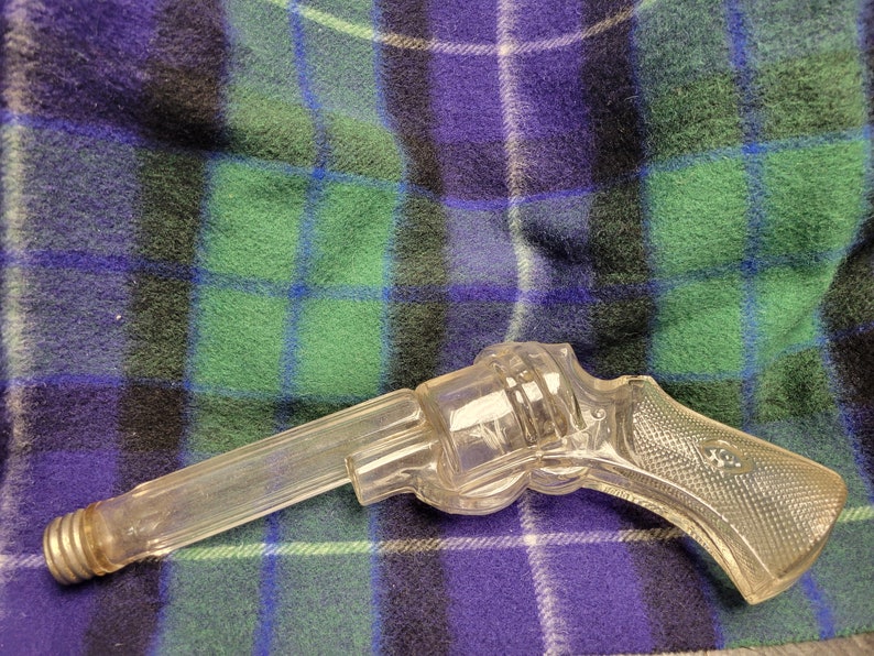 Rare and Unusual Large Uranium Glass Gun Revolver Candy Holder With