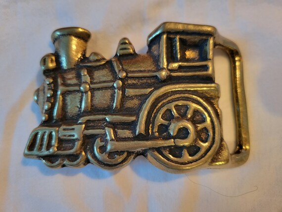 Solid Brass Belt Buckle Steam Engine 1970s Solid … - image 4