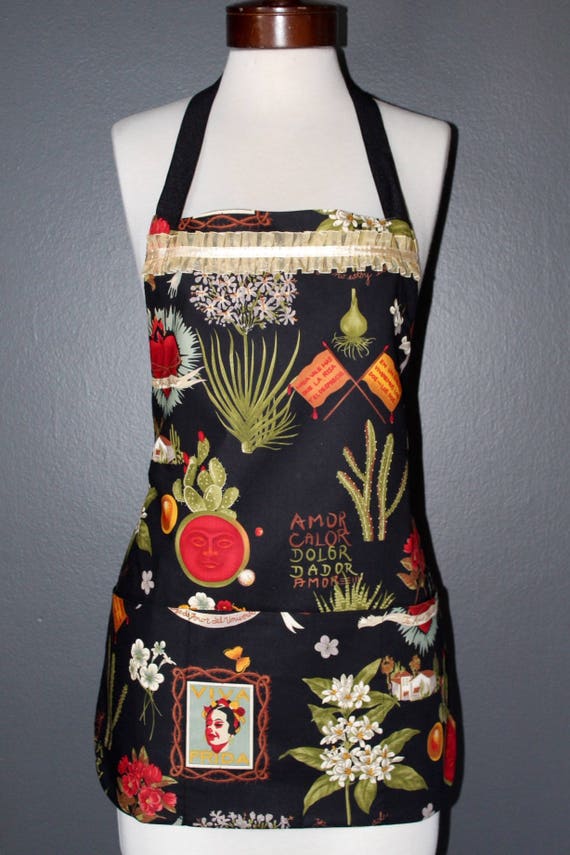 Apron 3 Pockets reversible apron mexican chic mexican folk Etsy