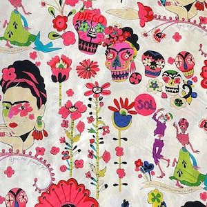 Frida &quot;Ya no estoy sola&quot; Fabric Alexander Henry Fabric, 100% premium Cotton  by the half a yard  Yard