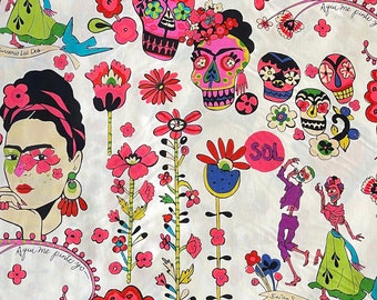 Frida "Ya no estoy sola" Fabric Alexander Henry Fabric, 100% premium Cotton  by the half a yard  Yard